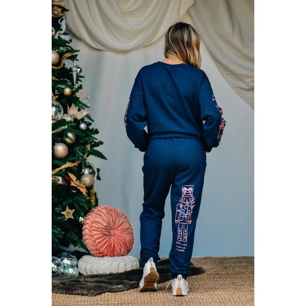 Nutcracker Bows Navy Joggers